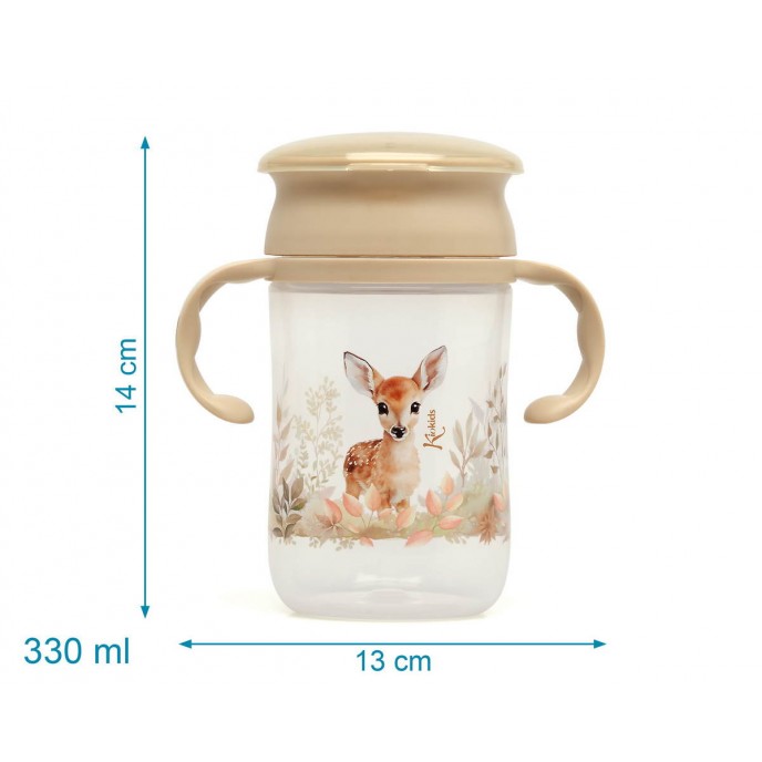 Kiokids Trainer Sippy 360 Cup 300ml Beige Deer