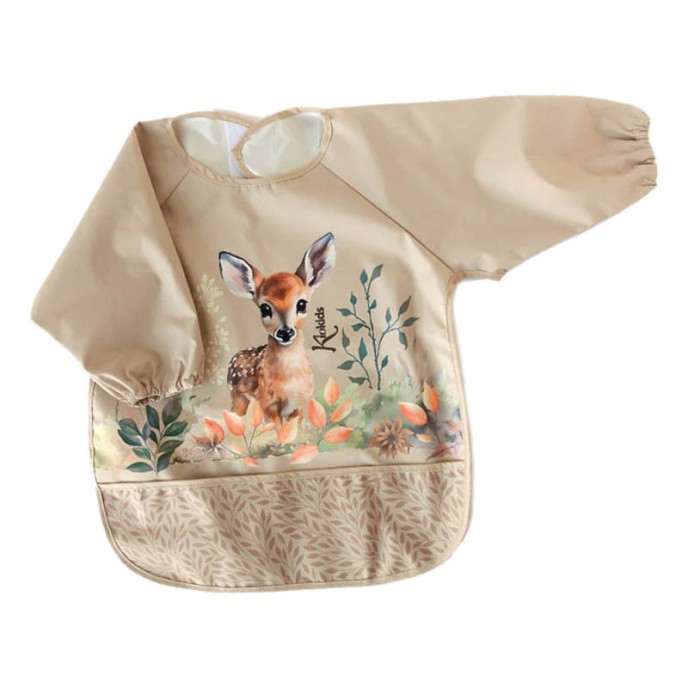 Kiokids Bib Long Sleeve Beige Deer