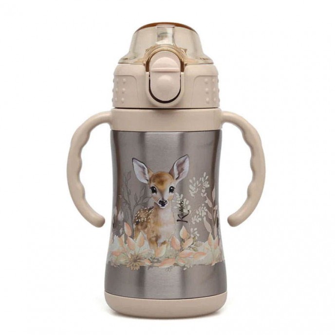 Kiokids Insulated Straw Cup Beige Deer