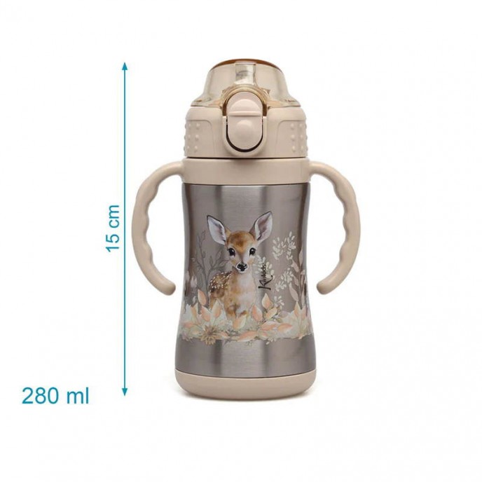 Kiokids Insulated Straw Cup Beige Deer