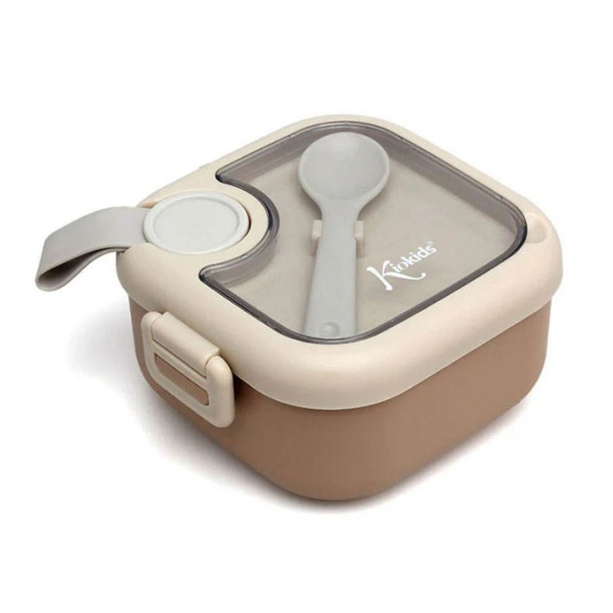 Kiokids Lunch Box and Spoon Beige