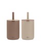 Kiokids Silicone Straw Cup 2pk Beige