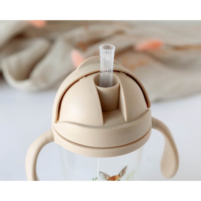 Kiokids Weighted Straw Cup 300ml Beige Deer