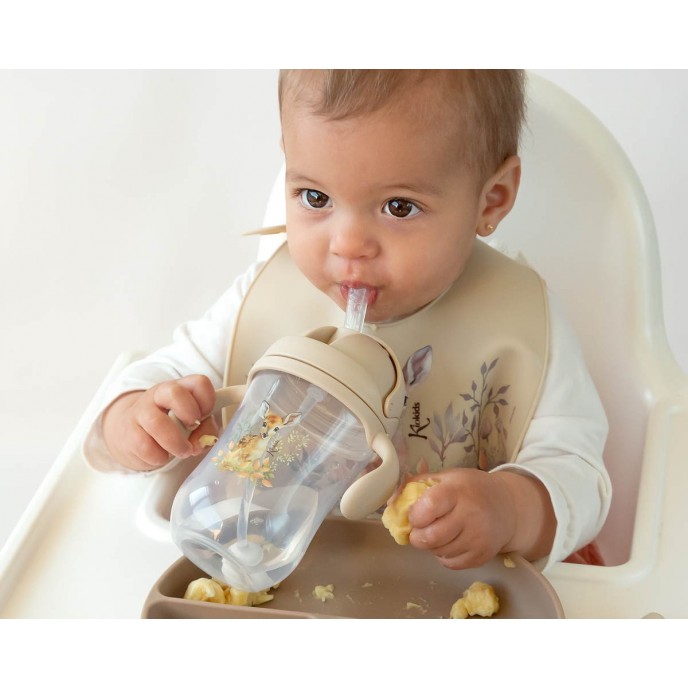 Kiokids Weighted Straw Cup 300ml Beige Deer