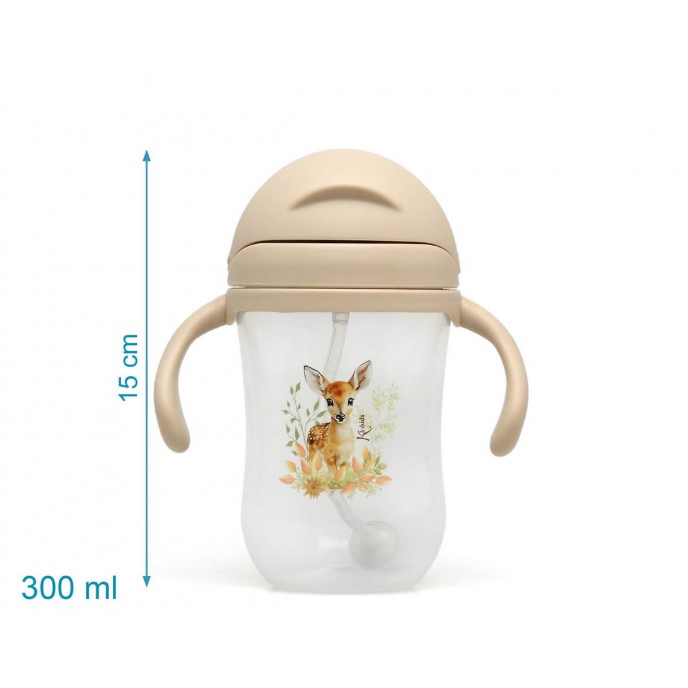 Kiokids Weighted Straw Cup 300ml Beige Deer