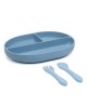 Kiokids Silicone Plate and Cutlery Set 3pc Blue