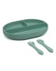 Kiokids Silicone Plate and Cutlery Set 3pc Sage