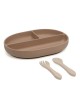 Kiokids Silicone Plate and Cutlery Set 3pc Beige