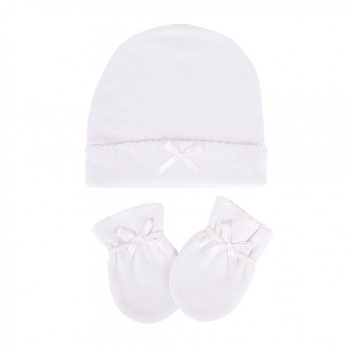 Sevi Bebe Hat and Mittens White