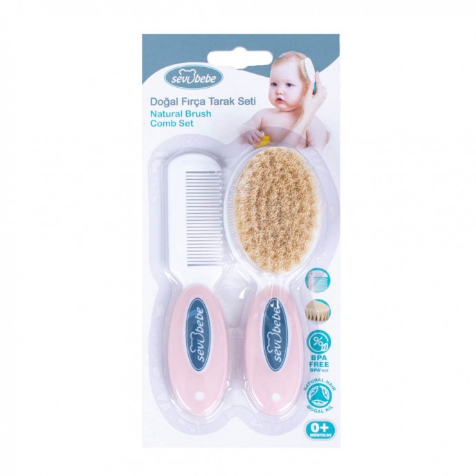 Sevi Bebe Brush and Comb Set Pink