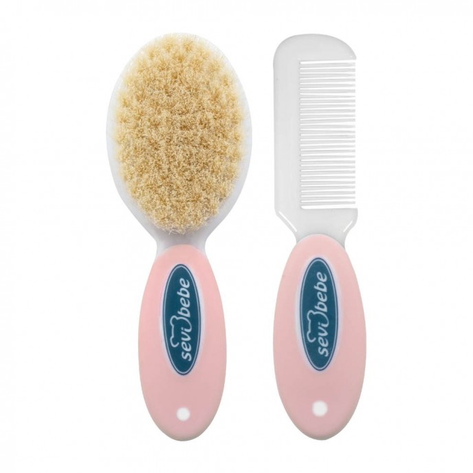 Sevi Bebe Brush and Comb Set Pink