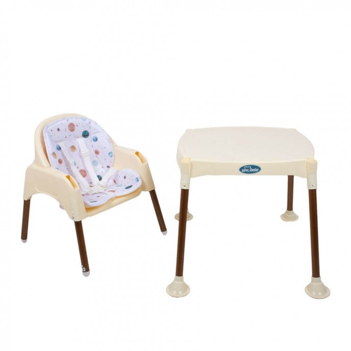 Sevi Bebe 3 in 1 Highchair, Chair and Table Ecru