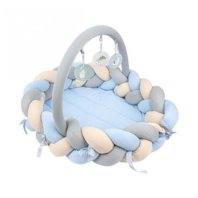 Sevi Bebe 3 in 1 Baby Nest, Playgym and Bed Bumper Blue