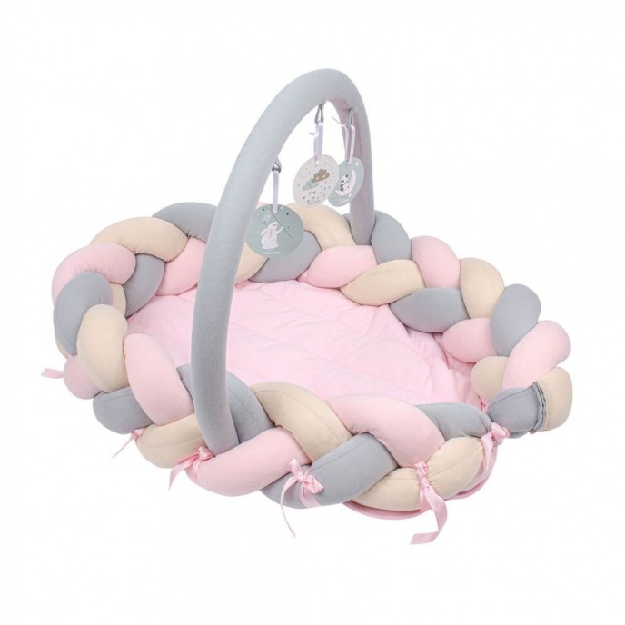 Sevi Bebe 3 in 1 Baby Nest, Playgym and Bed Bumper Pink