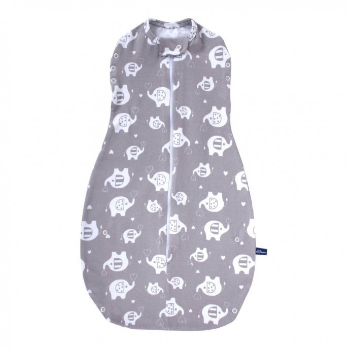 Sevi Bebe Swaddle and Sleep Sack 0/3m Grey Elephant