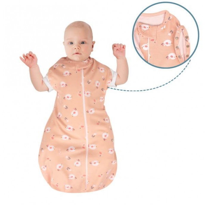 Sevi Bebe Swaddle and Sleep Sack 0/3m Pink Birds