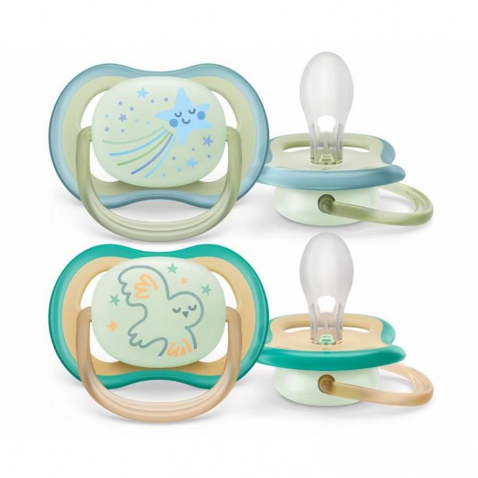 Avent Soothers Ultra 0/6m Night Boy