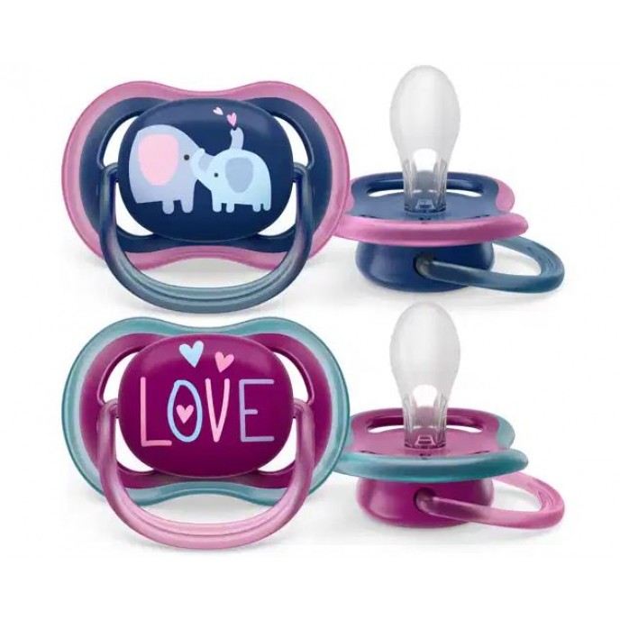 Avent Soothers Ultra 18m Girl Love