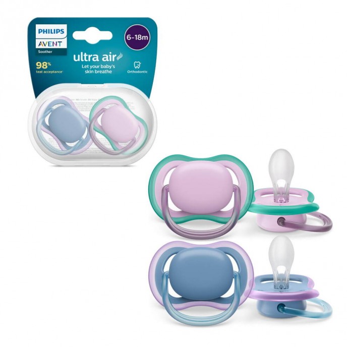 Avent Soothers Ultra 6/18m Purple Lilac