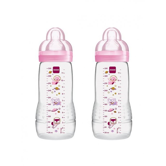 Mam Easy Active Bottle 260ml 2pk Pink