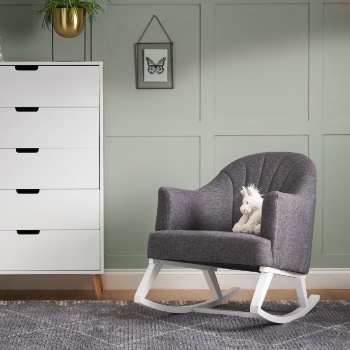 Obaby Rocking Chair Roundback - White with Grey