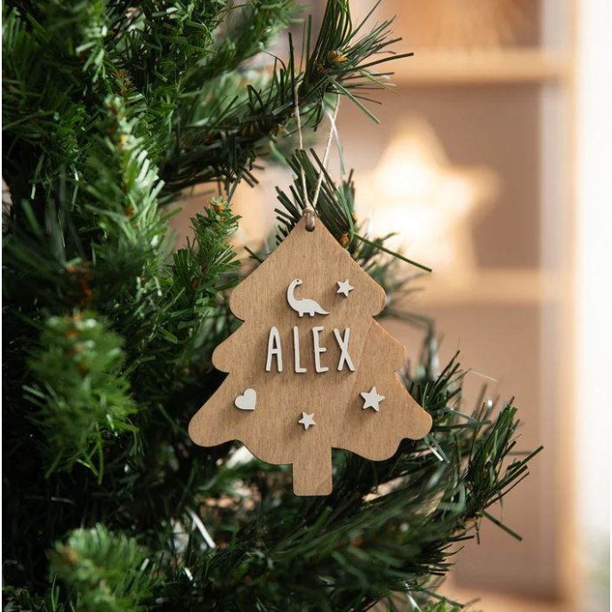 Vintiun Personalised Christmas Ornament Tree Wood