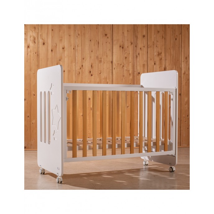 Interbaby Cot Star White with Natural 