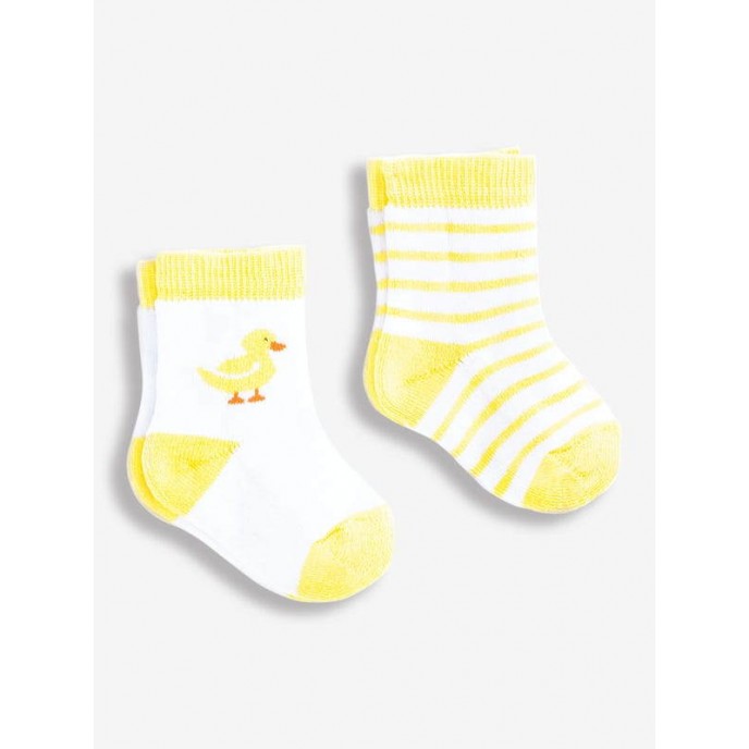 Jojo Maman Bebe Socks 2pk Duck Yellow