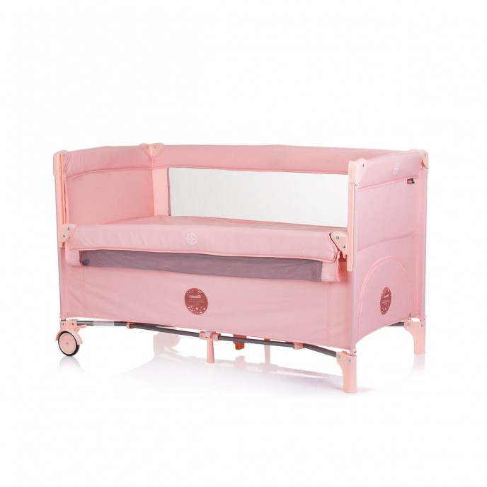 Chipolino Travel Cot Relax Flamingo Linen with Dropside