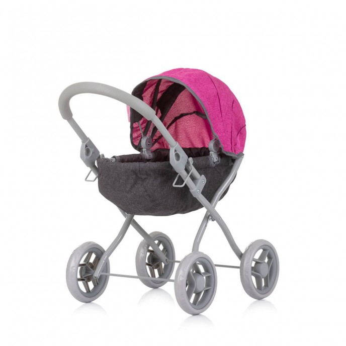 Chipolino Doll Stroller Daisy Grey Pink Linen