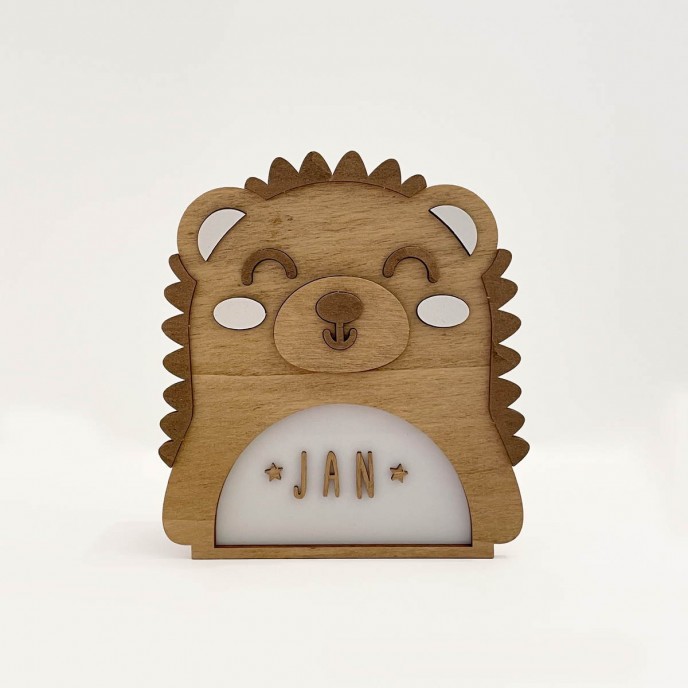 Vintiun Personalised Light Up Animal Lamp Hedgehog