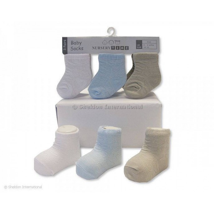 Baby Socks 3pk Hearts Assorted Blue